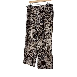 ZARA Leopard Print Wide-Leg Pants Size XL